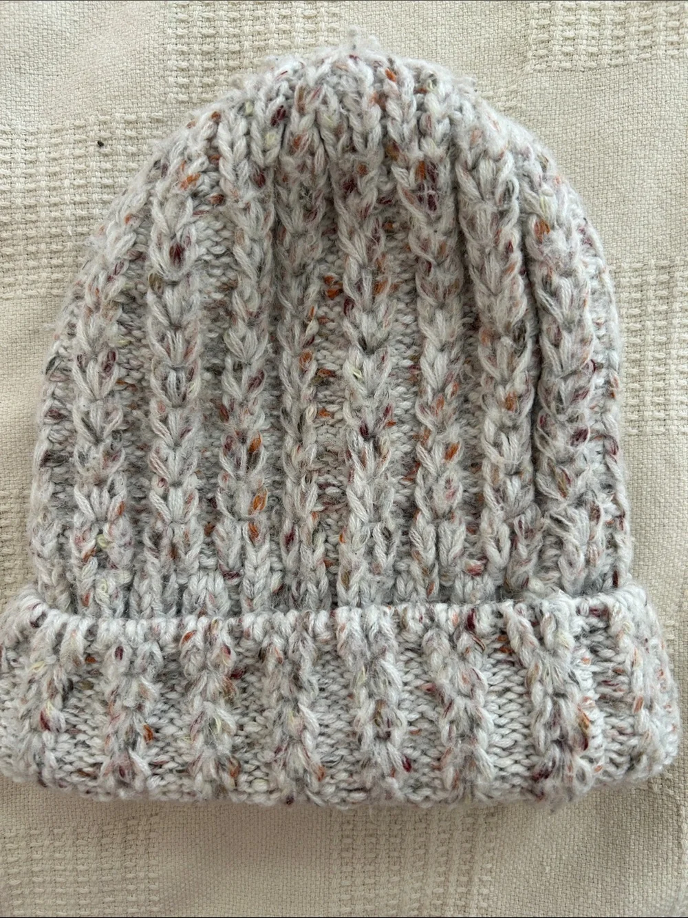 Quagga Beanie One Size Beige Crochet Knit Acrylic